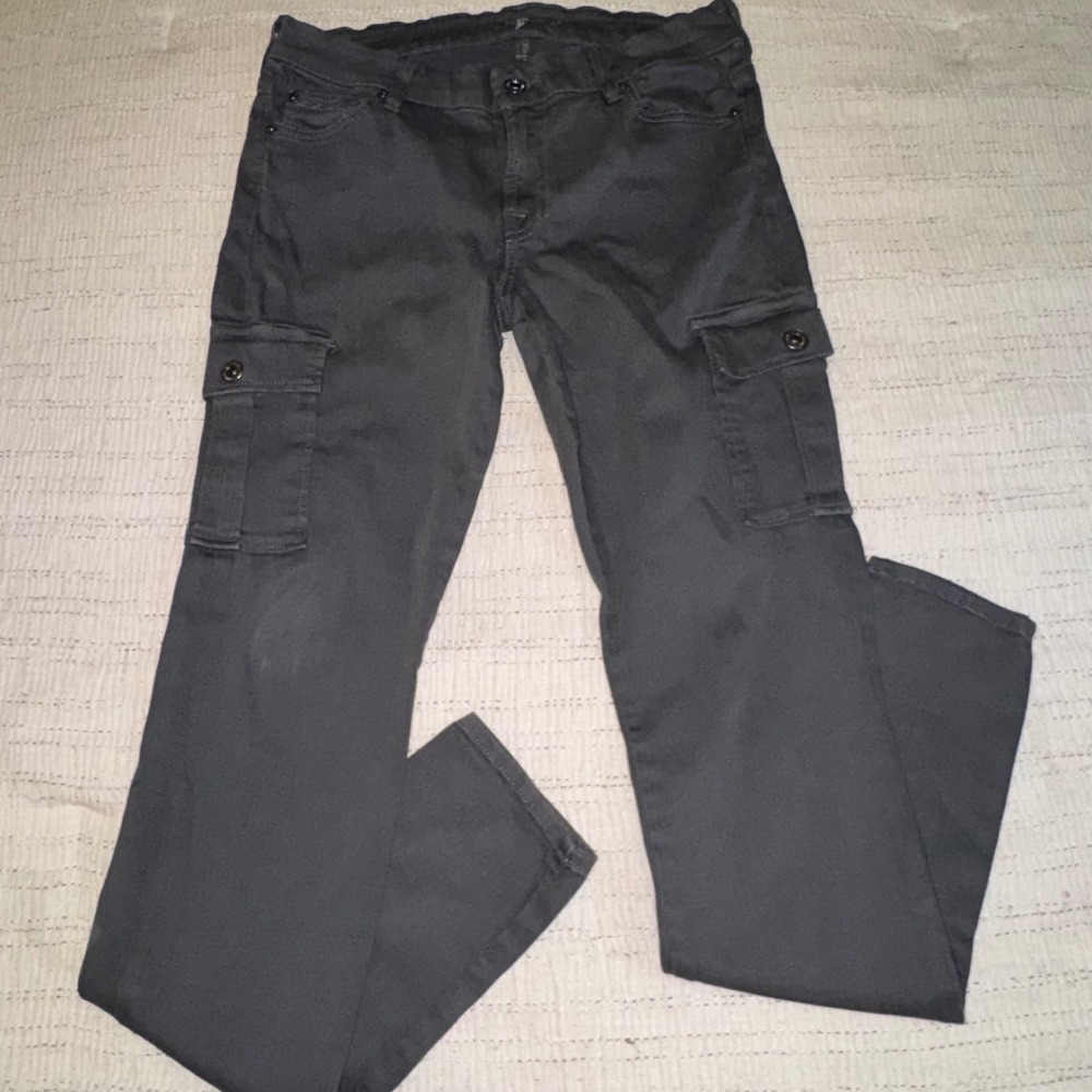 7 For All Mankind Womens Skinny Cargo Pants Gray Stretch Size 28‎ Utility Slim